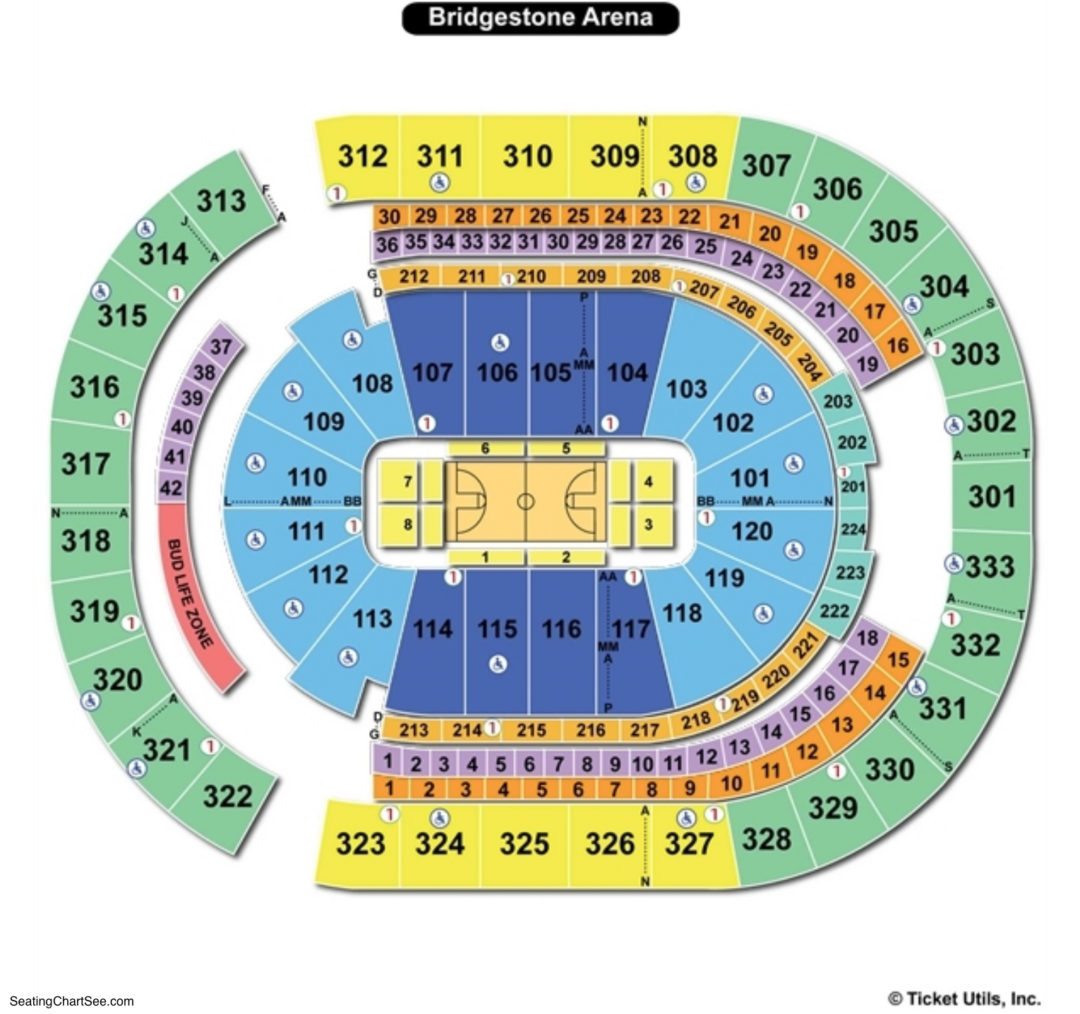 Bridgestone Arena Basketball Seating Chart 