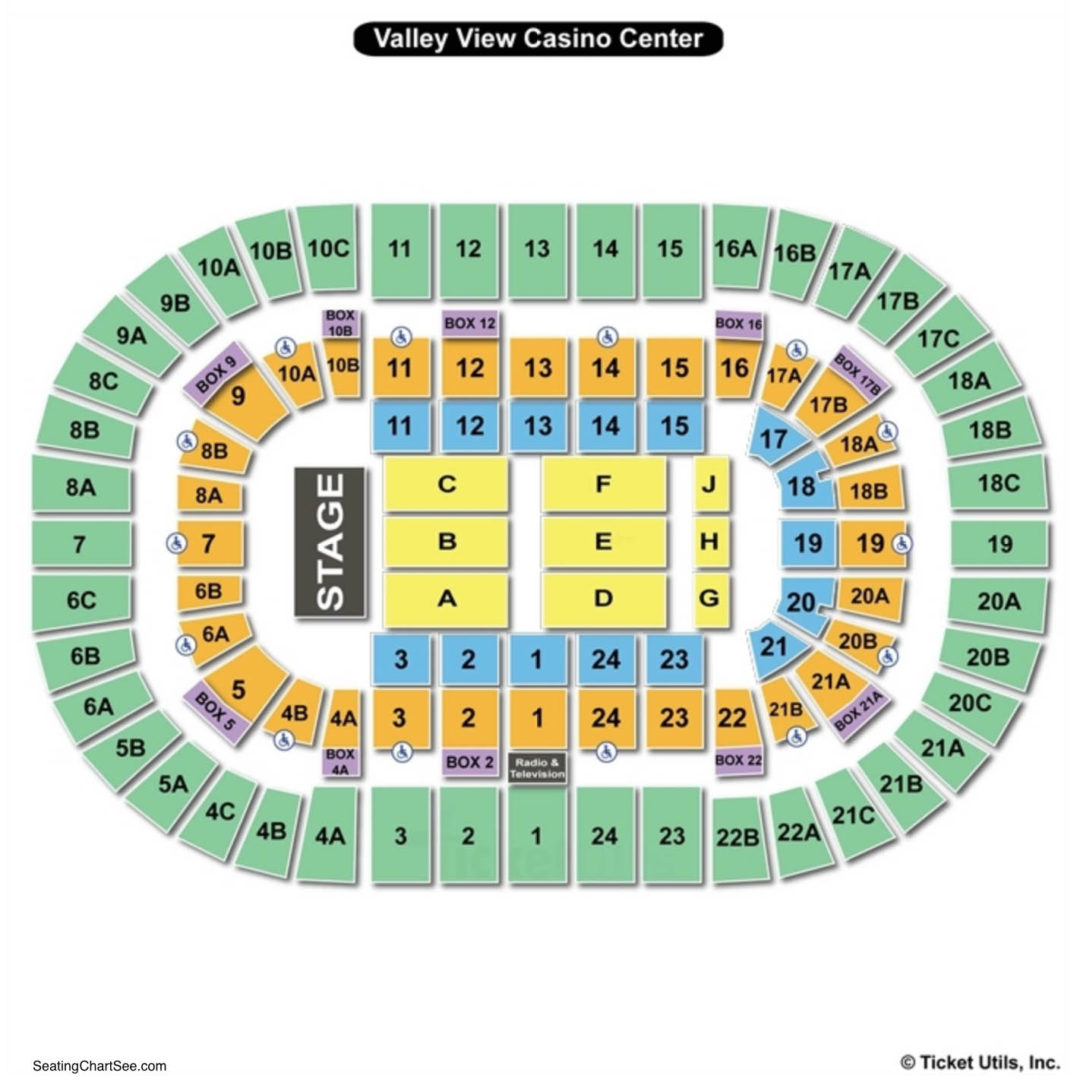 seating capacity of valley view casino center