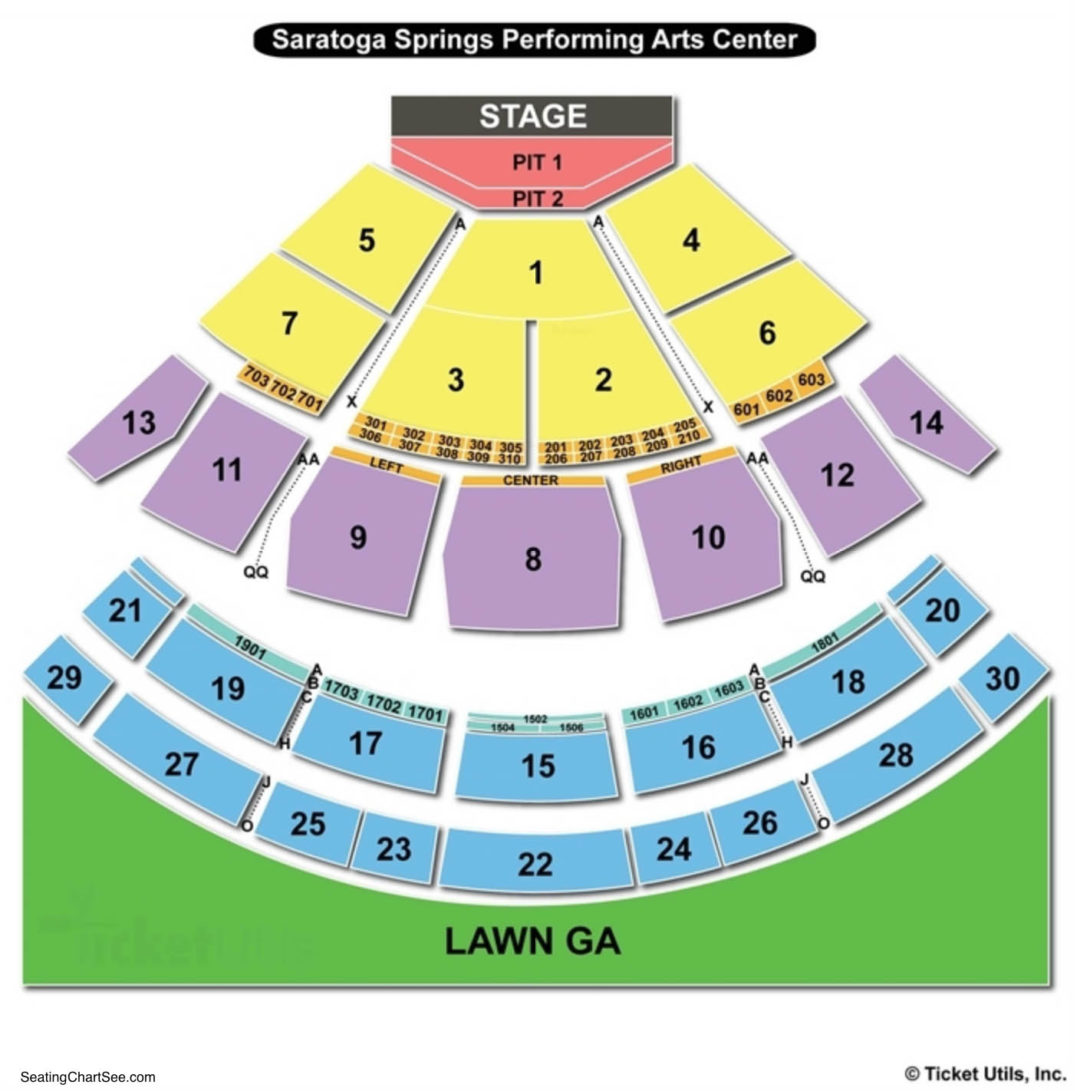 Saratoga Performing Arts Center Seating Map