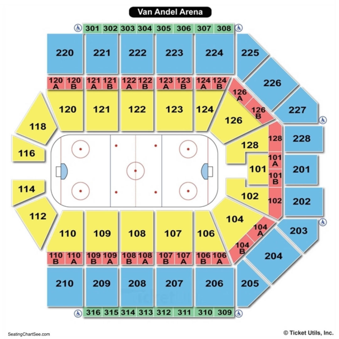 van andel arena seating chart section 205