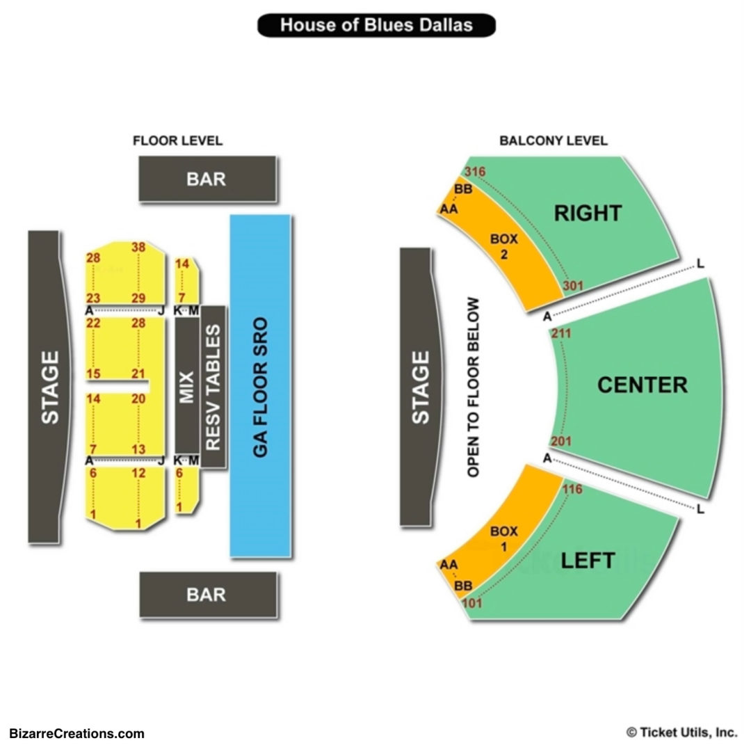 House of Blues – Dallas Seating Chart | Seating Charts & Tickets