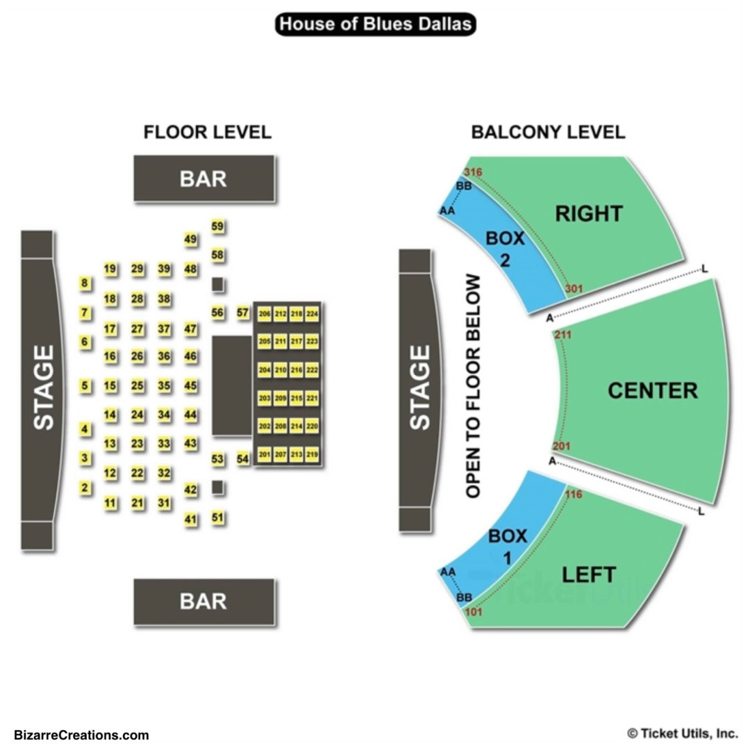 House of Blues – Dallas Seating Chart | Seating Charts & Tickets