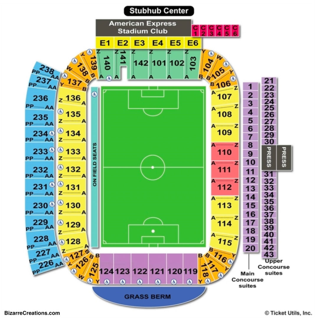 StubHub Center Seating Chart Football Seating Charts & Tickets