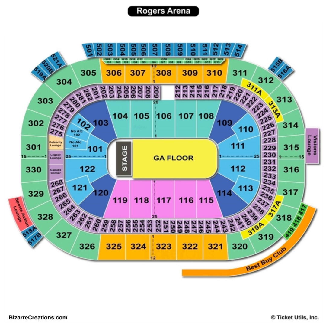 Rogers Arena Seating Chart Concert Vancouver 